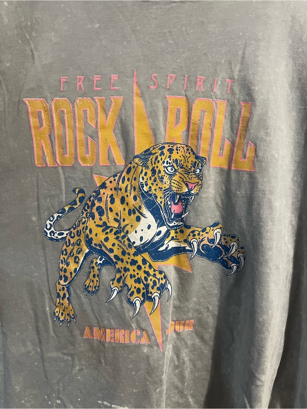 Zutter | Free Spirit Rock N Roll America Tour Mineral Wash Leopard Graphic Tee - Picture 2 of 9